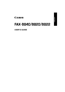 Manual Canon FAX-B820 Fax Machine