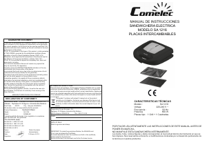 Manual Comelec SA1216 Grelhador de contacto