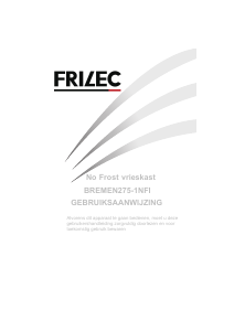 Handleiding Frilec BREMEN275-1NFI Vriezer