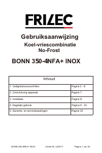 Handleiding Frilec BONN350-4NFA+INOX Koel-vries combinatie