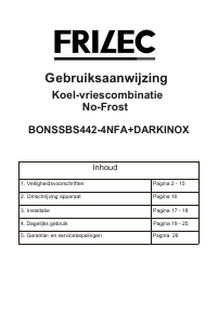 Bedienungsanleitung Frilec BONNSBS442-4NFA+DARKINOX Kühl-gefrierkombination