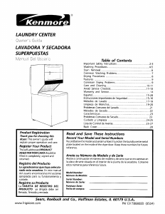 Manual Kenmore 417.94812301 Washer-Dryer