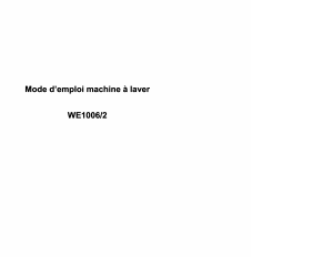 Mode d’emploi Welco WE1006/2 Lave-linge