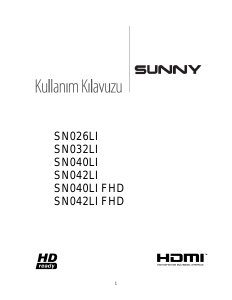 Kullanım kılavuzu Sunny SN042LI FHD LCD televizyon