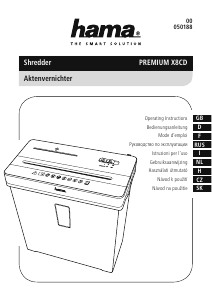 Manual Hama Premium X8CD Paper Shredder