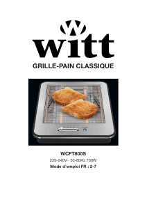 Mode d’emploi Witt WCFT800S Gril de table