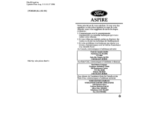 Mode d’emploi Ford Aspire (1996)