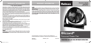 Manual Holmes HANF76BLZ07-UC Fan