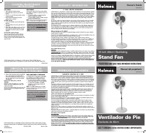 Manual Holmes HSF1610A-BTU Fan