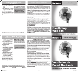 Manual Holmes HMF1611A-UM Fan