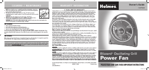 Manual Holmes HAPF629-UC-RML4 Fan