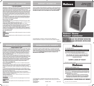 Manual de uso Holmes HCH159W-TG Calefactor