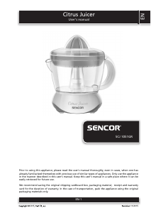 Manual Sencor SCJ 1051GR Citrus Juicer