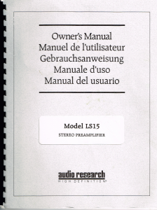 Handleiding Audio Research LS 15 Voorversterker