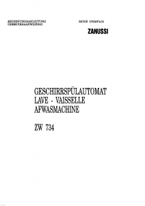 Bedienungsanleitung Zanussi ZW734 Geschirrspüler