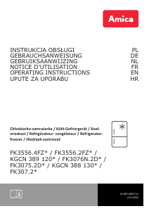 Bedienungsanleitung Amica FK3075.2DFX Kühl-gefrierkombination