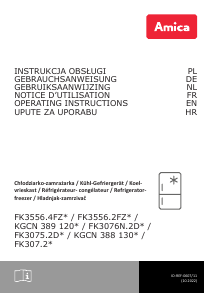 Bedienungsanleitung Amica FK3075.2DF Kühl-gefrierkombination
