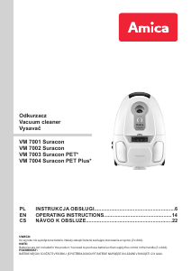 Manuál Amica VM 7003 Suracon PET Vysavač