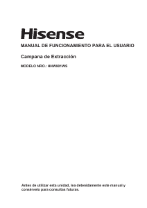 Manual de uso Hisense HHW901WS Campana extractora