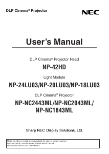 Manual NEC NC1843ML Projector