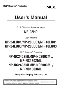 Manual NEC NC2003ML Projector