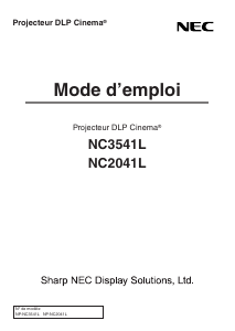 Mode d’emploi NEC NC2041L Projecteur
