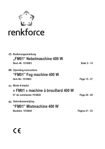 Mode d’emploi Renkforce FM01 Machine à fumée