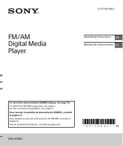 Manual de uso Sony DSX-A100U Radio para coche