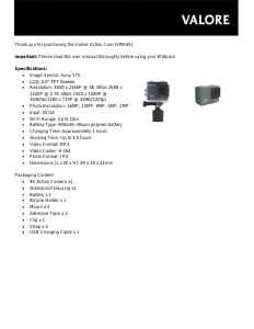 Manual Valore VMS65 Action Camera