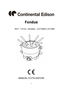 Mode d’emploi Continental Edison CEFD6W Appareil à fondue