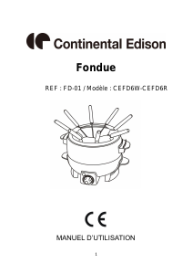 Mode d’emploi Continental Edison CEFD6R Appareil à fondue