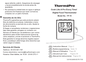 Manual de uso ThermoPro TP-16 Termómetro de cocina