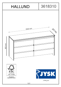 Hướng dẫn sử dụng JYSK Hallund (164x80x50) Tủ ngăn kéo