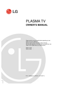 Manual LG 42PX3RVA Plasma Television