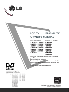 Handleiding LG 50PG3500 Plasma televisie