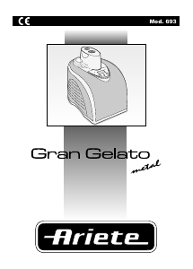 كتيب Ariete 693 Gran Gelato ماكينة آيس كريم