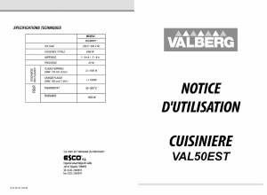 Mode d’emploi Valberg VAL50EST Cuisinière