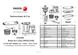 Manual de uso Fagor FGE058 Robot de cocina