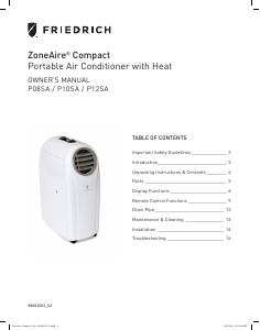 Manual Friedrich ZCP10SA Air Conditioner