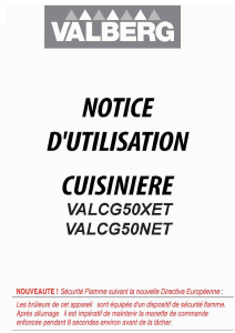 Mode d’emploi Valberg VALCG50XET Cuisinière