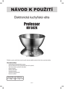 Návod Professor KV 502X Kuchynská váha