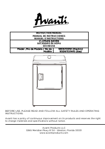 Manual de uso Avanti SGD67D0WG Secadora