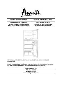 Manual Avanti FF10B3S Fridge-Freezer