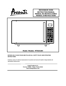 Mode d’emploi Avanti MT81K1BH Micro-onde