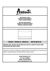 Manual Avanti MOTR14K3S-IS Microwave