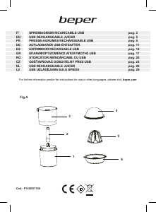 Manual de uso Beper P102EST100 Exprimidor de cítricos