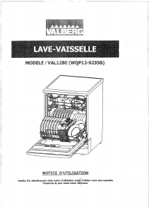 Mode d’emploi Valberg VAL 12BE Lave-vaisselle