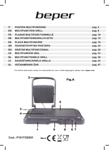 Manuál Beper P101TOS501 Kontaktní gril