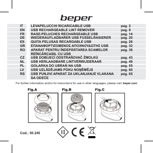 Εγχειρίδιο Beper 50.245 Συσκευή απομάκρυνσης χνουδιών