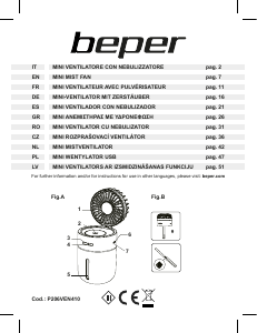 Manuale Beper P206VEN410 Ventilatore